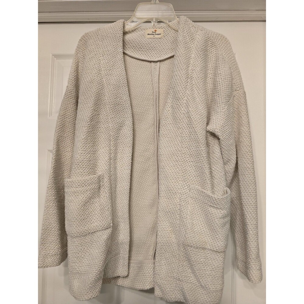 Marine Layer Catalina Cardigan Womens M/L Cream California Coastal Quiet Luxury